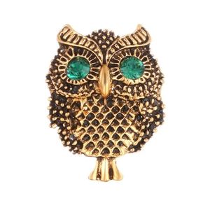 Retro Owl Brooch Pin Gold Tone